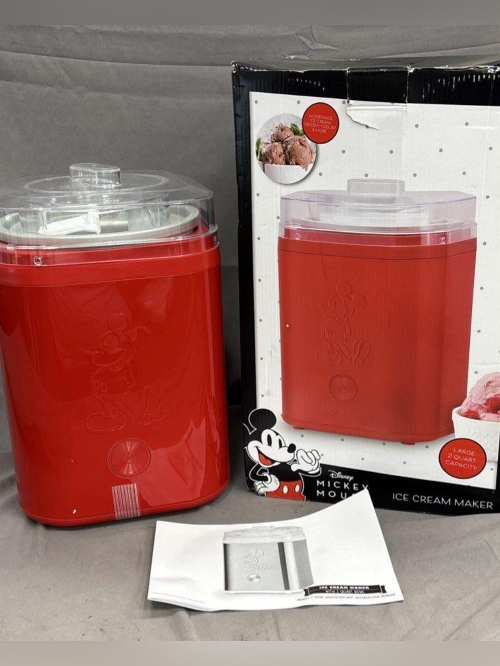 Disney Mickey Mouse Red 2 Quart Ice Cream Maker